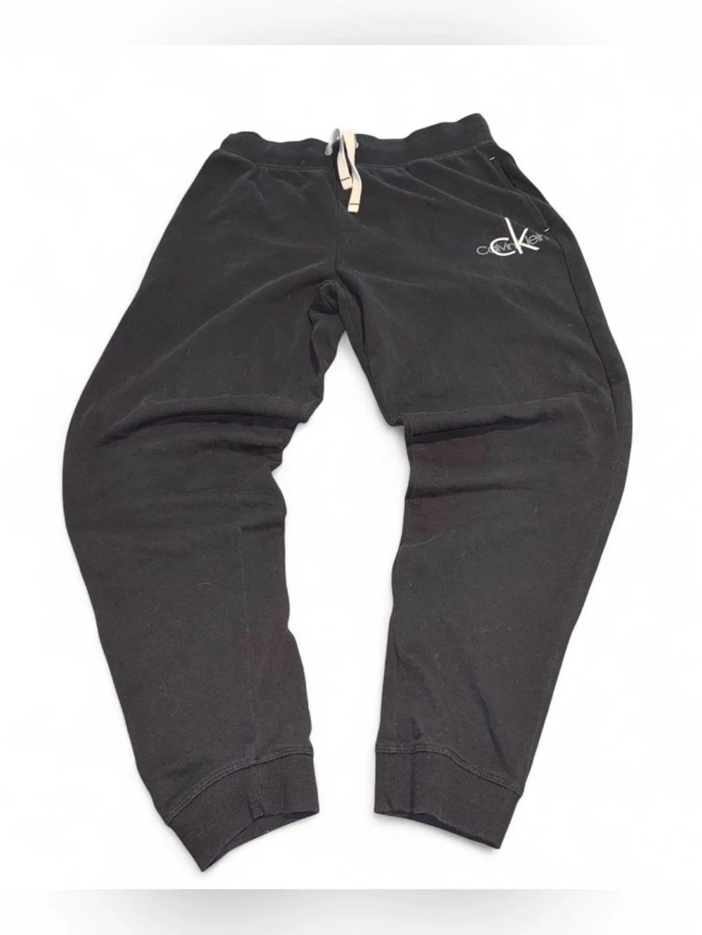Calvin Klein Black Logo Jogger Sweatpants with Drawstring